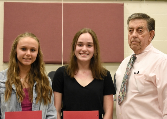 Cheryl Pierson Hope Foundation Scholarship. Three $1,000 awards. From left: recipients Megan Jostock, Olivia Freiheit, and presenter Davic Pierson. Not pictured: recipient Mya Shones.