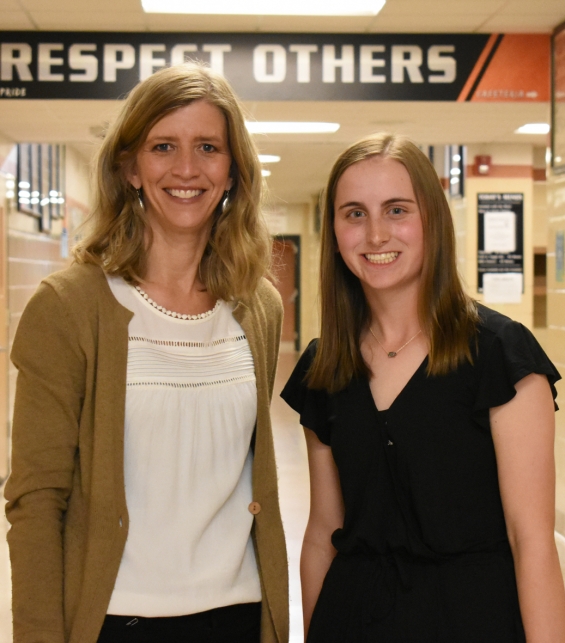 Tony Hebert Memorial Scholarship - $1,000. Recipient Molly Kennedy (right) and presenter Lynette Matzke.