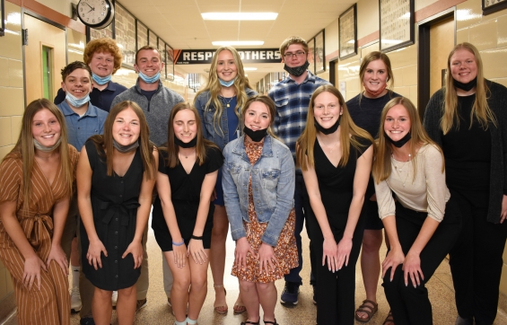 Recipients of athletic and/or academic merit scholarships from their colleges: (front row, from left) Kaylee Muenzhuber - University of Wisconsin River Falls, Elyse Dalager - Montana State University, Dorothy Holland - University of Minnesota Twin Cities, CeCelia Braun - Winona State University, Jenna Brown - University of Minnesota Duluth, (back row, from left) Seth Heitman - University of South Dakota Vermillion, Henry Likness - University of Wisconsin River Falls, Chrisjon Mahn - St. John’s University of Minnesota, McKenna Bremer - University of Minnesota Duluth.
