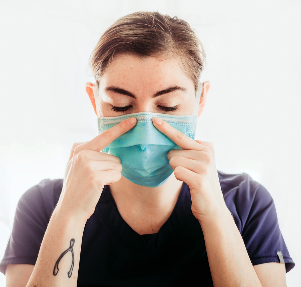 A person wearing a snug-fitting mask.
-Mayo Clinic Health System photo