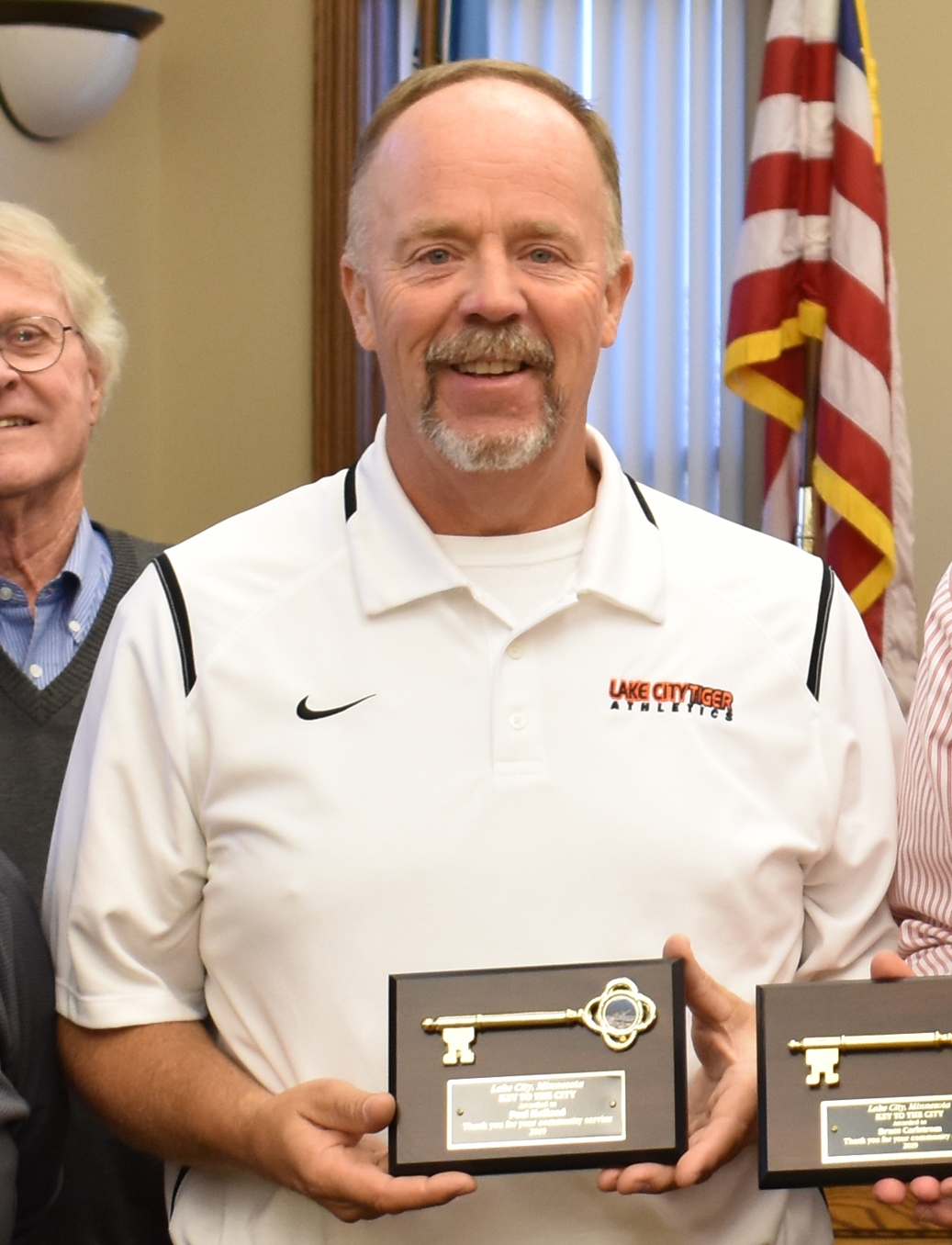 Lake City High School band teacher Paul Holland with a key to the city he received at a Lake City City Council meeting in 2019. A benefit for Holland, who is undergoing treatment for stomach cancer, is planned for March 15 at the Lake City Sportsman’s Club.