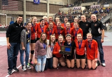 The Lake City Tiger varsity volleyball team made history and won their first ever 1AA East Subsection Championship title against St. Charles Thursday, Nov. 1. The Tigers beat the Saints in three sets 25-10, 25-19, 25-21. Front row, from left: Carlee Braun, Ashley Lou, Allison Hanson, Morgan West, Elyse Dalager and Tori Oliver; second row, from left: Assistant Coach Tom Horner, Lindsey Hawkins, Laurel Custer, Amber Geolat, Courtney Brunn, Callie Soden, Hannah Grimm and Ryann Willers; back row, from left: Grace Bany, Olivia Pennington, Hannah LaBonte, Karis Rahman, Delaney Issendorf, Head Coach Kirk Thornton and Assistant Coach Tim Hegge.